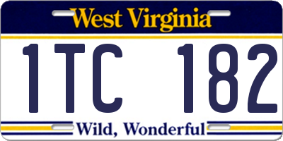 WV license plate 1TC182