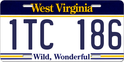 WV license plate 1TC186