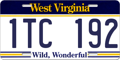 WV license plate 1TC192