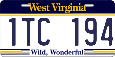 WV license plate 1TC194