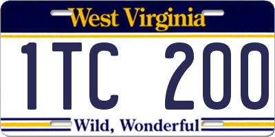 WV license plate 1TC200