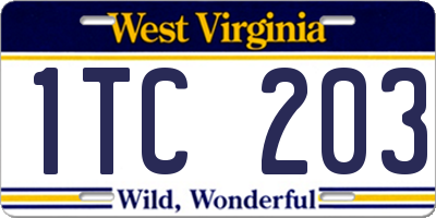 WV license plate 1TC203