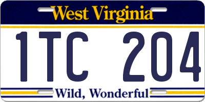 WV license plate 1TC204