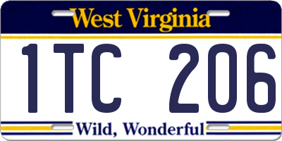 WV license plate 1TC206
