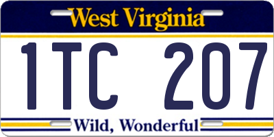 WV license plate 1TC207