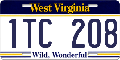 WV license plate 1TC208