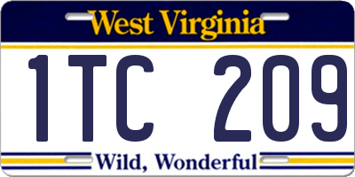 WV license plate 1TC209