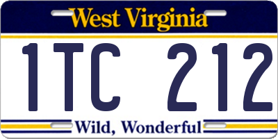 WV license plate 1TC212