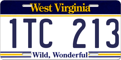 WV license plate 1TC213