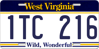 WV license plate 1TC216
