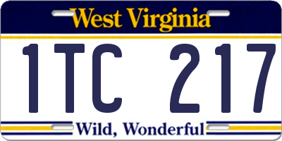 WV license plate 1TC217