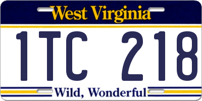 WV license plate 1TC218