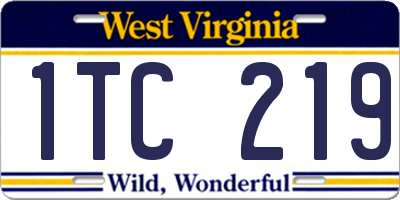 WV license plate 1TC219