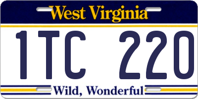 WV license plate 1TC220