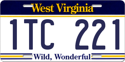 WV license plate 1TC221