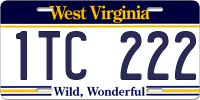 WV license plate 1TC222