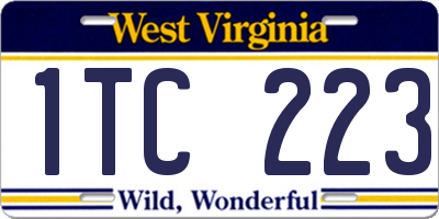 WV license plate 1TC223