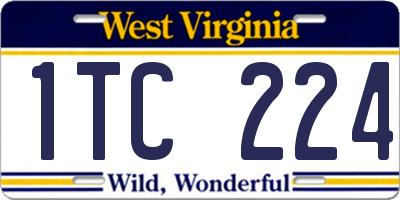 WV license plate 1TC224