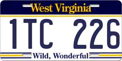 WV license plate 1TC226