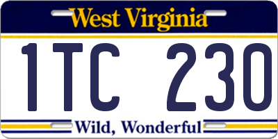 WV license plate 1TC230
