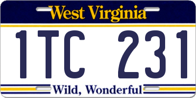WV license plate 1TC231