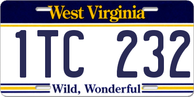 WV license plate 1TC232