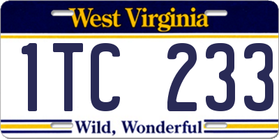WV license plate 1TC233