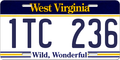 WV license plate 1TC236