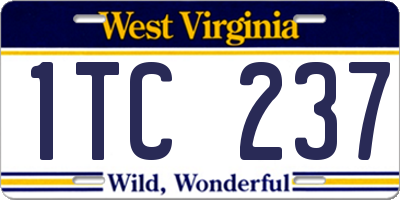 WV license plate 1TC237