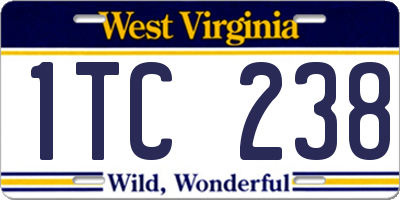 WV license plate 1TC238