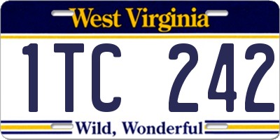 WV license plate 1TC242