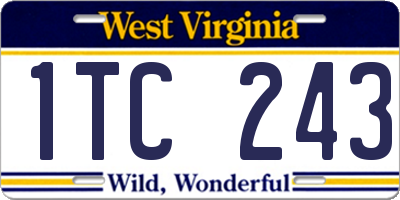 WV license plate 1TC243