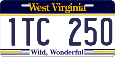 WV license plate 1TC250