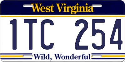 WV license plate 1TC254