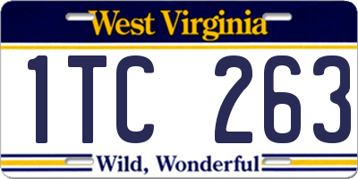 WV license plate 1TC263