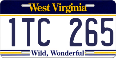 WV license plate 1TC265