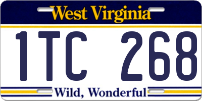 WV license plate 1TC268