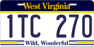 WV license plate 1TC270