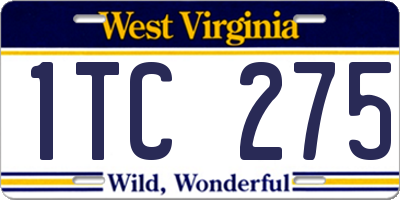 WV license plate 1TC275