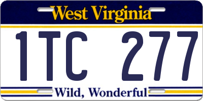 WV license plate 1TC277