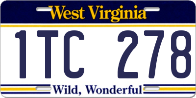 WV license plate 1TC278