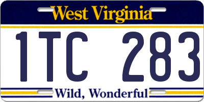 WV license plate 1TC283