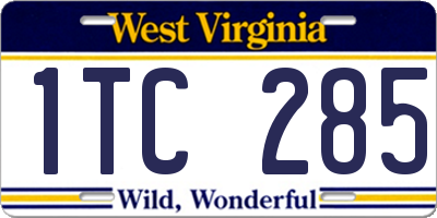WV license plate 1TC285