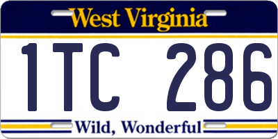 WV license plate 1TC286