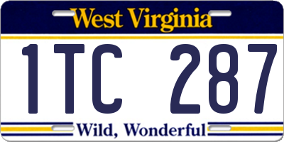WV license plate 1TC287