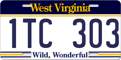 WV license plate 1TC303