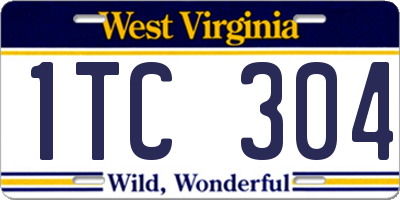 WV license plate 1TC304