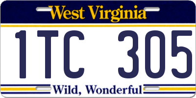WV license plate 1TC305
