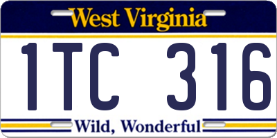 WV license plate 1TC316