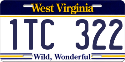 WV license plate 1TC322